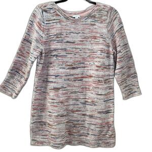J. Jill 100% Cotton Mulitcolor Knit Tunic Sweater Size Large Cozy